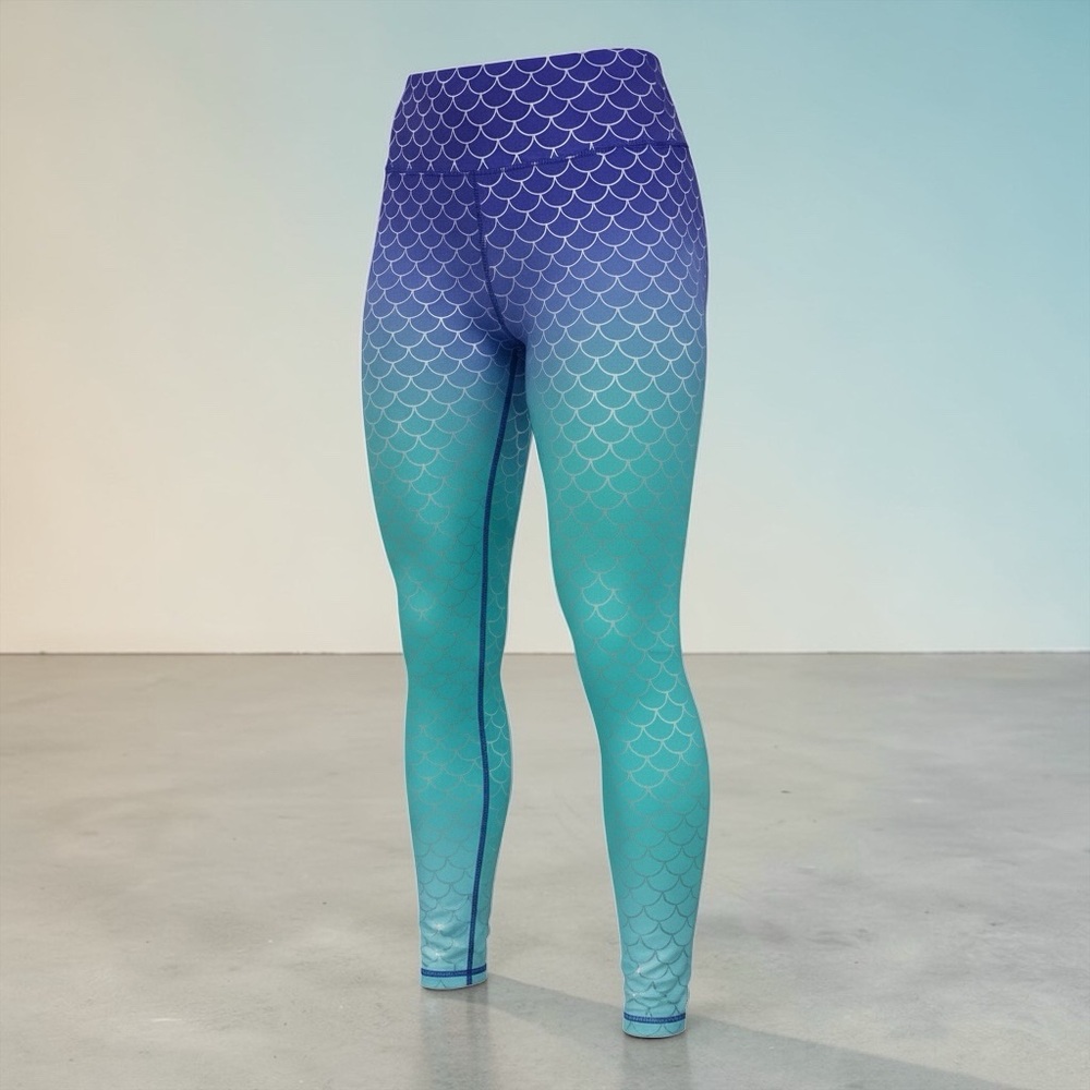 Disney Gradient Mermaid Scale Leggings in Teal and Purple